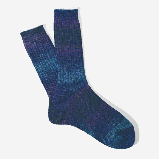 Splash Pattern Crew Socks - Indigo
