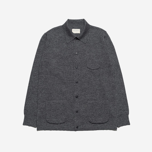 Station Merino Wool Cardigan - Melange Grey/Black