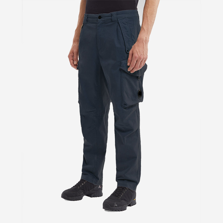 Stretch Sateen Lens Cargo Pants Loose Fit - Total Eclipse Navy