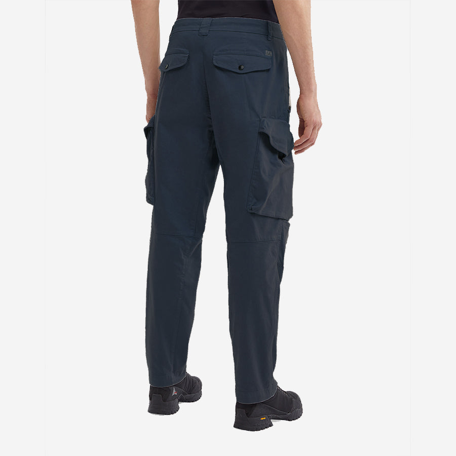 Stretch Sateen Lens Cargo Pants Loose Fit - Total Eclipse Navy