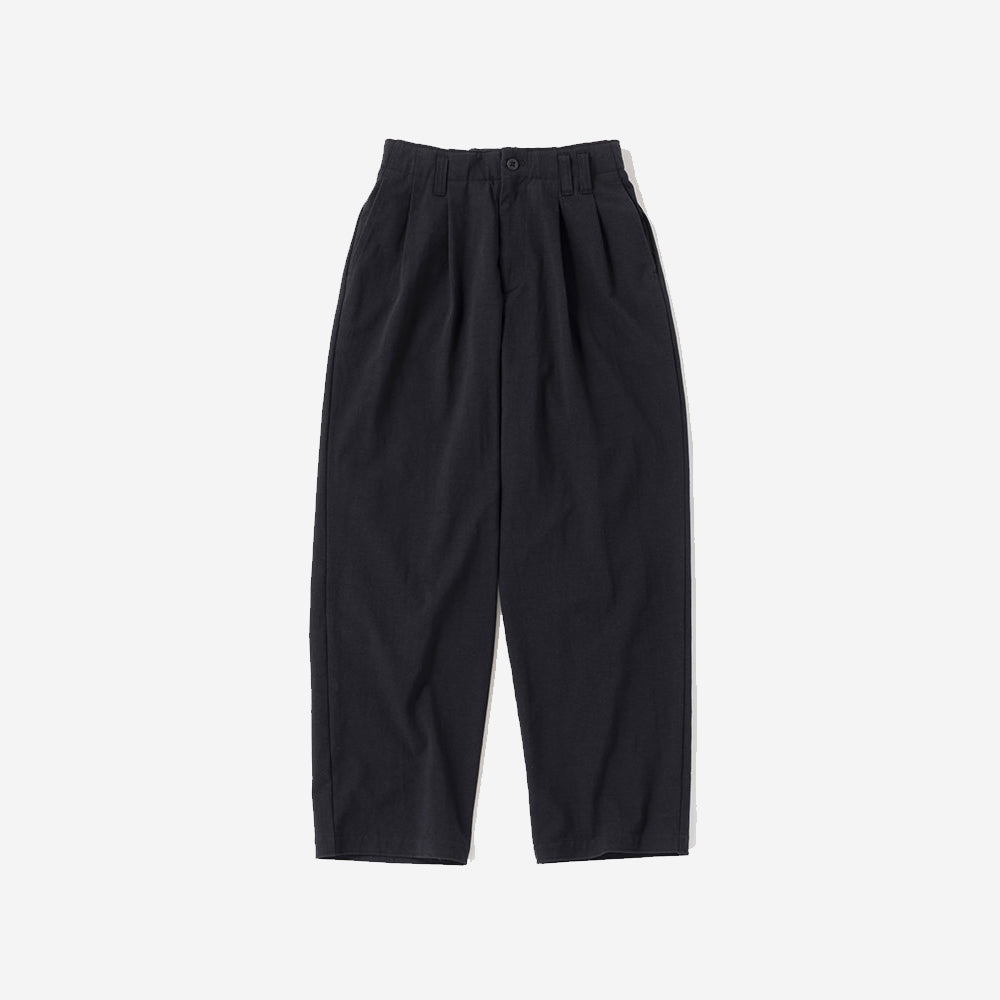 Stretch Wide 2-Pleat Trousers - Black