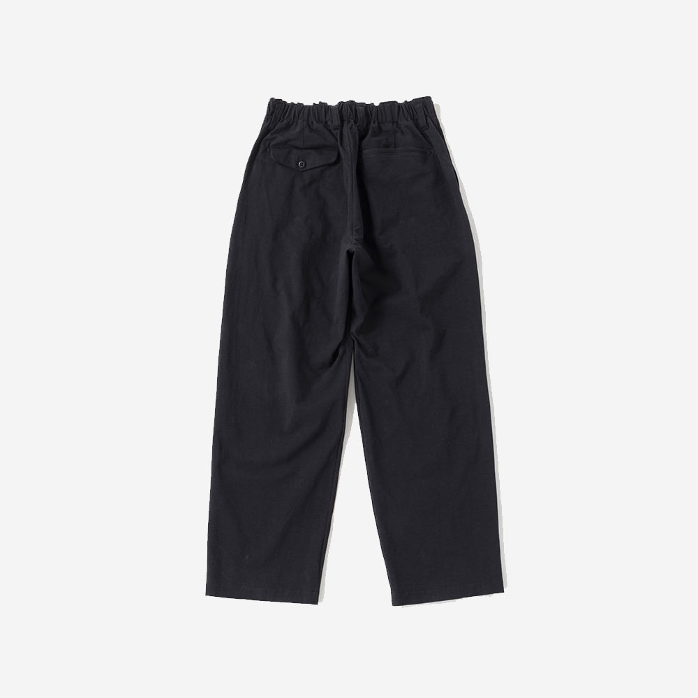 Stretch Wide 2-Pleat Trousers - Black