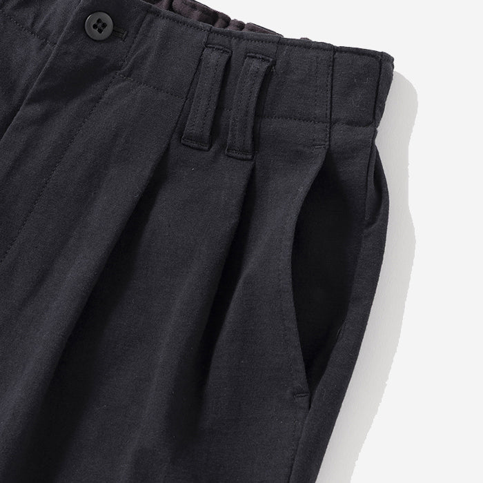 Stretch Wide 2-Pleat Trousers - Black