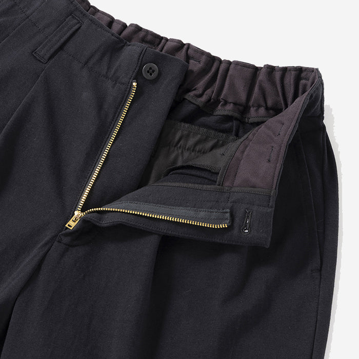 Stretch Wide 2-Pleat Trousers - Black