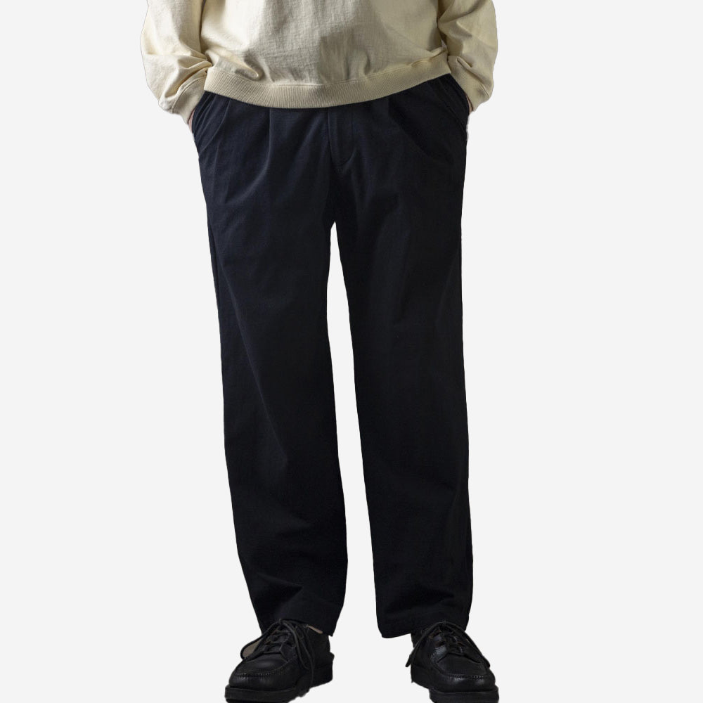 Stretch Wide 2-Pleat Trousers - Black