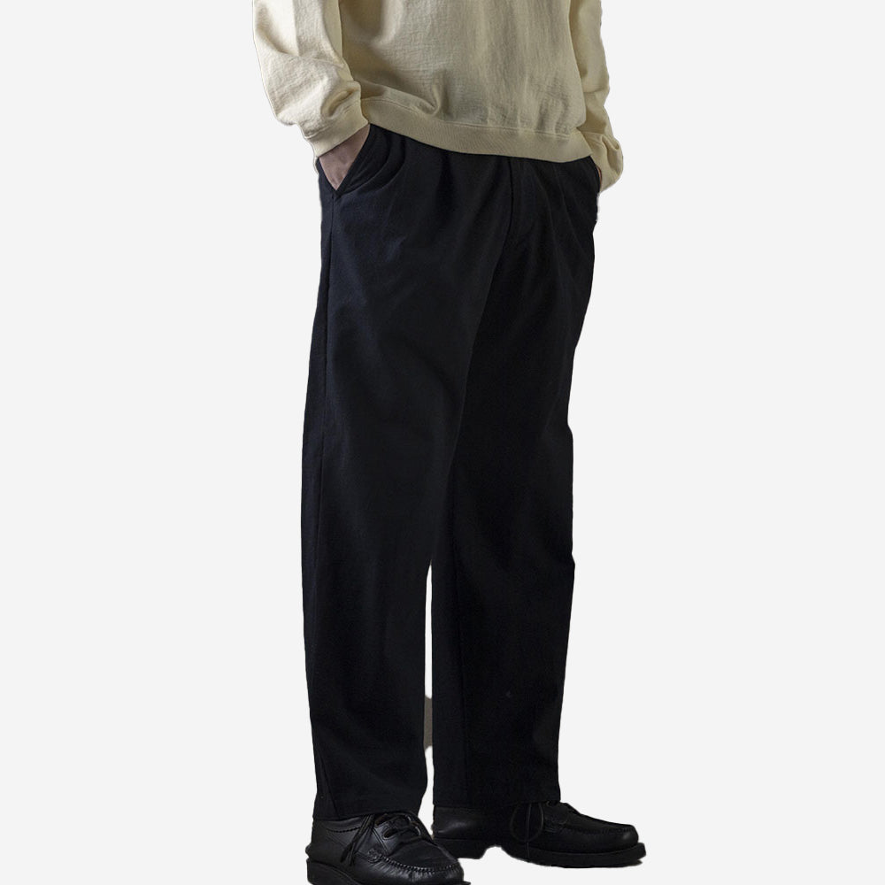 Stretch Wide 2-Pleat Trousers - Black