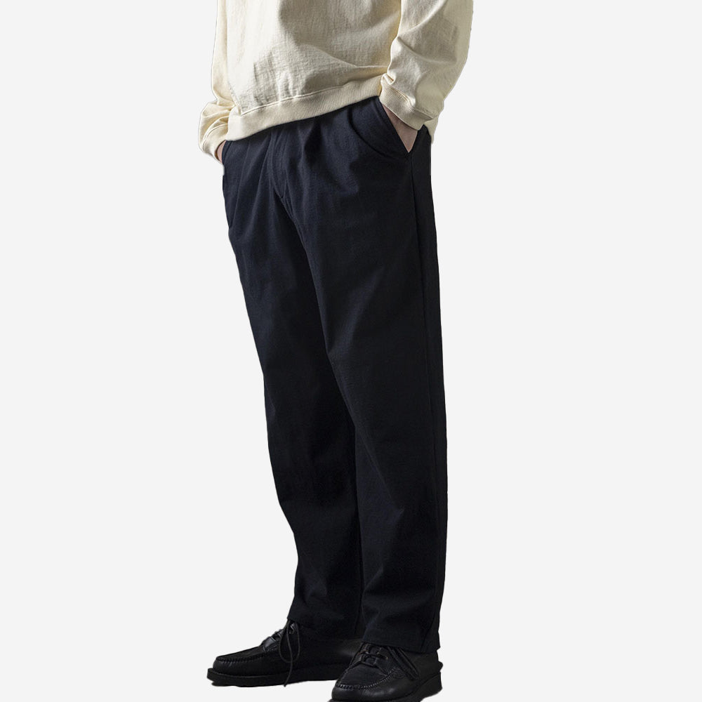 Stretch Wide 2-Pleat Trousers - Black