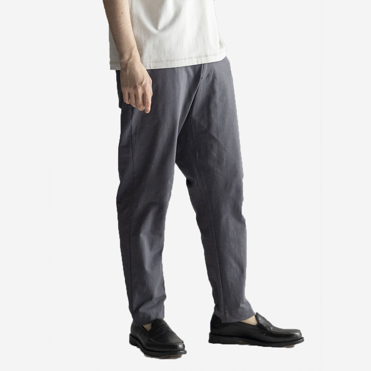Stretch Peg-Top Easy Trousers - Dark Grey