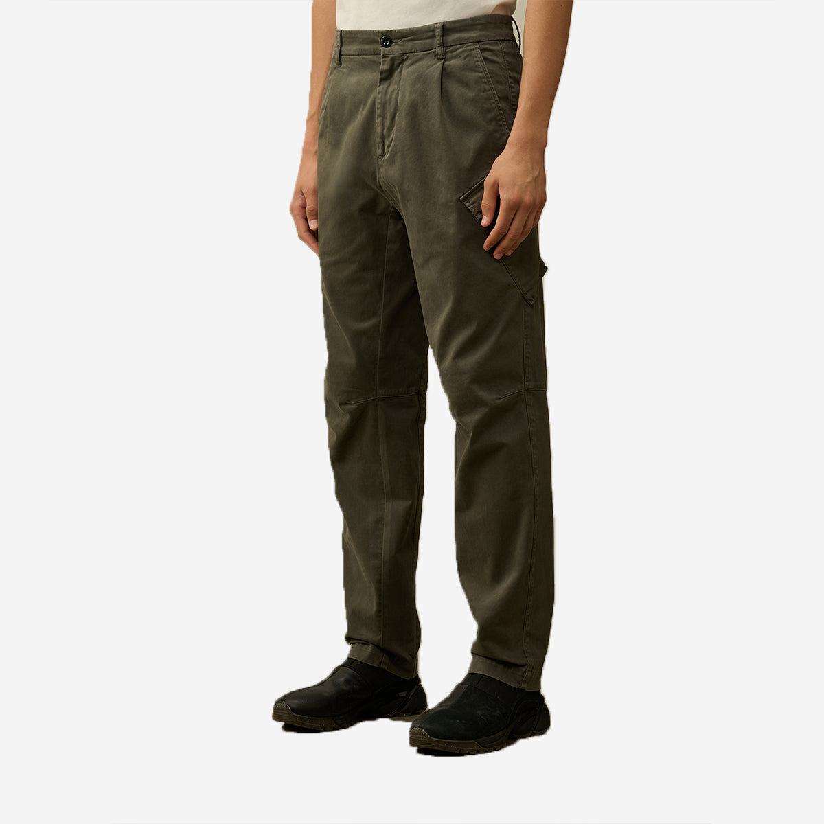 Stretch Sateen Loose Cargo Pants - Grape Leaf