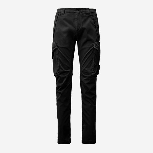 Stretch Sateen Utility Cargo Lens Pants - Black