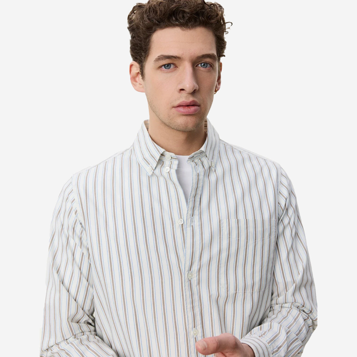 Stripe Poplin Shirt - Light Ivory