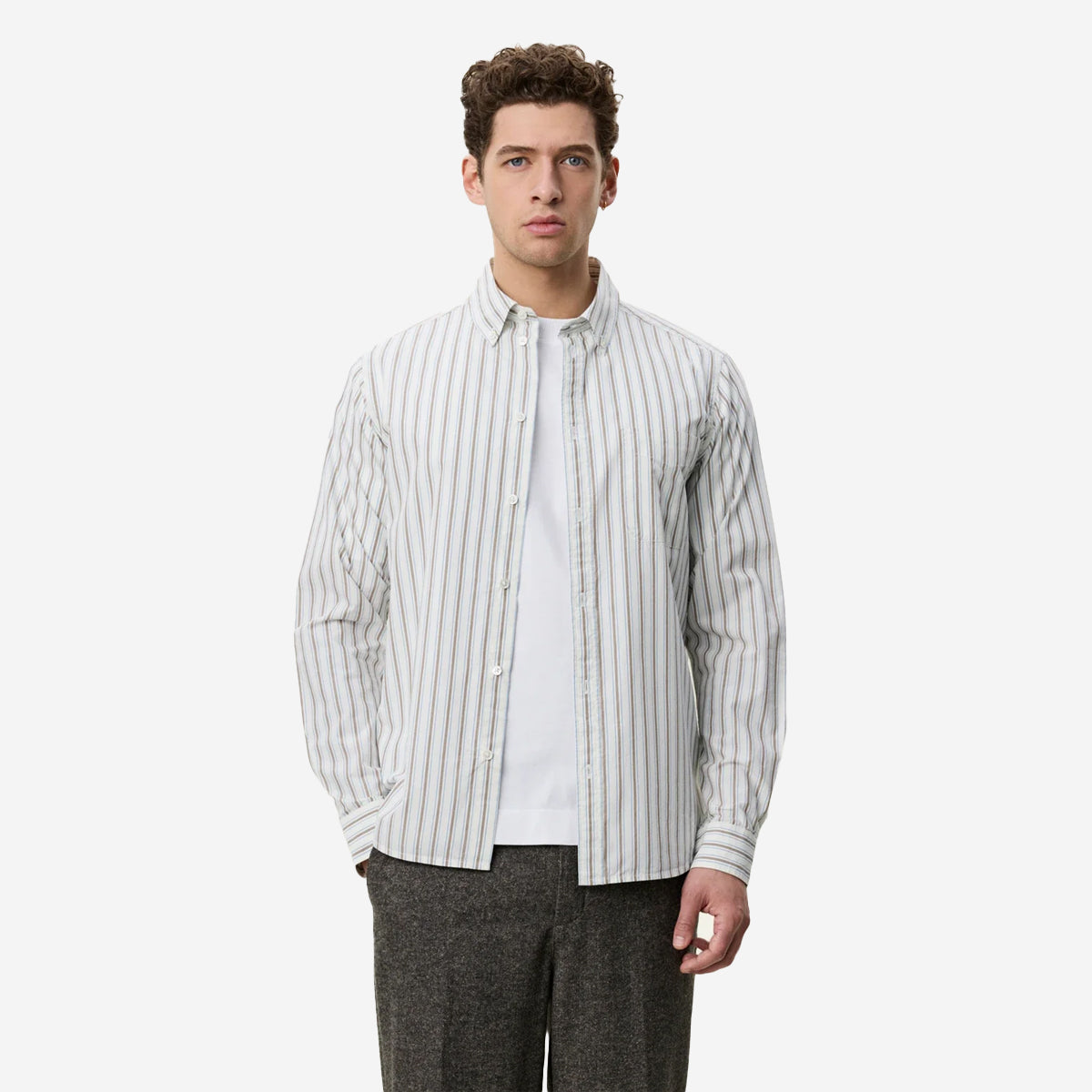 Stripe Poplin Shirt - Light Ivory