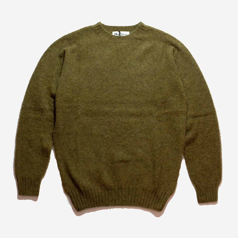 Supersoft Shaggy Wool Crew Sweater - Dark Olive