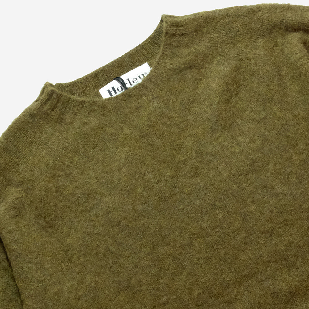 Supersoft Shaggy Wool Crew Sweater - Dark Olive