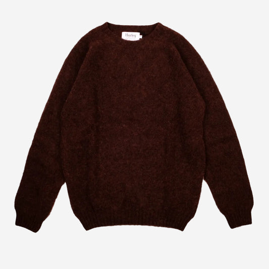 Supersoft Shaggy Wool Crew Sweater - Marron