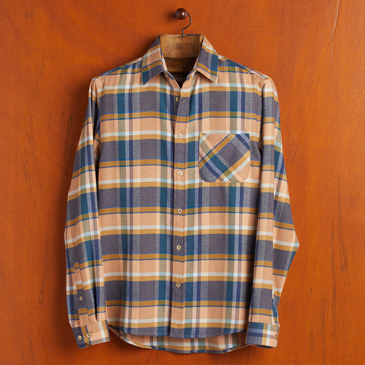 Sussu Plaid Flannel Shirt - Blue/Apricot
