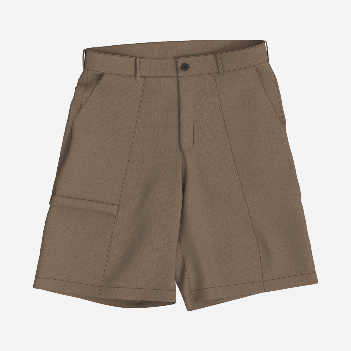 Tae Wide Cargo Shorts - Brown Herringbone