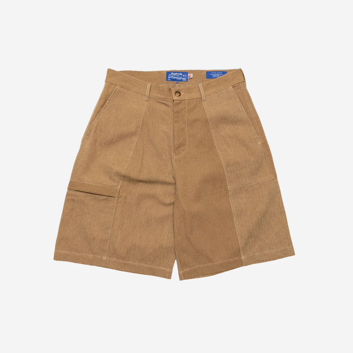 Tae Wide Cargo Shorts - Brown Herringbone
