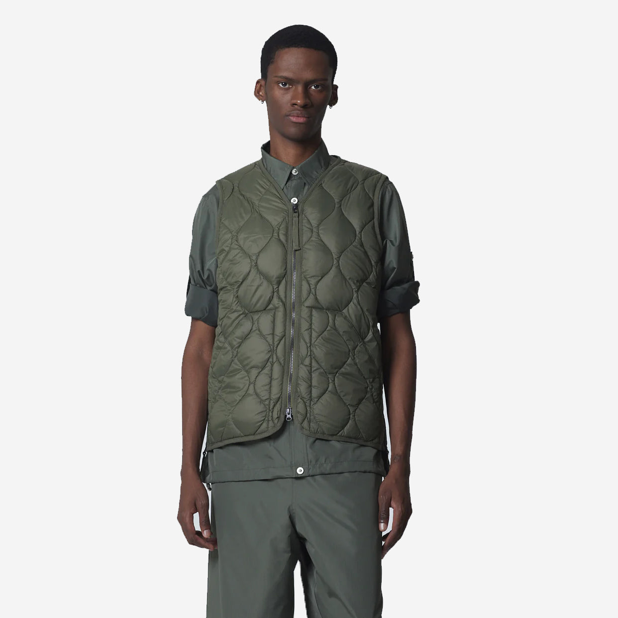Military Zip V-Neck Down Soft Shell Vest - Cobalt