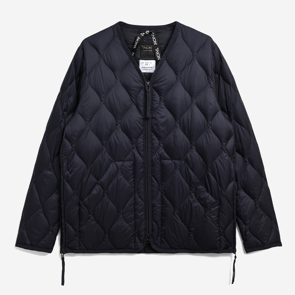 Military Zip V-Neck Down Soft Shell Jacket - Dark Navy