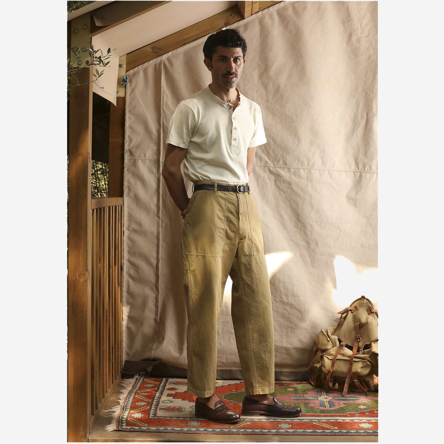 Texas Washed Herringbone Fatigue Pants - Khaki
