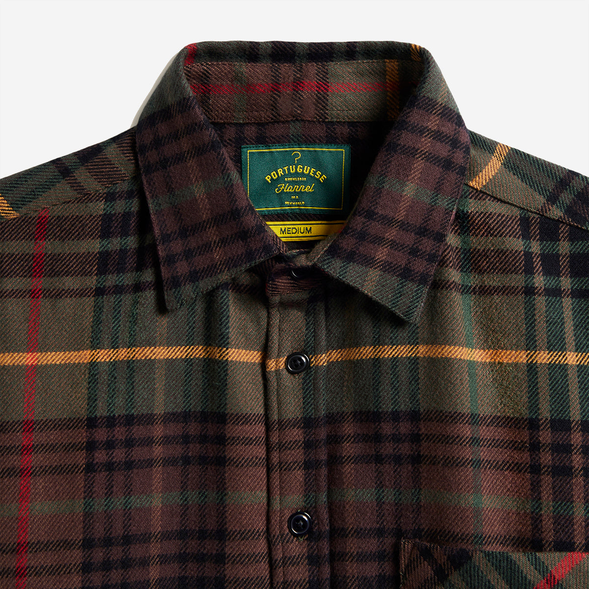 Tip Plaid Flannel Shirt - Olive/Brown