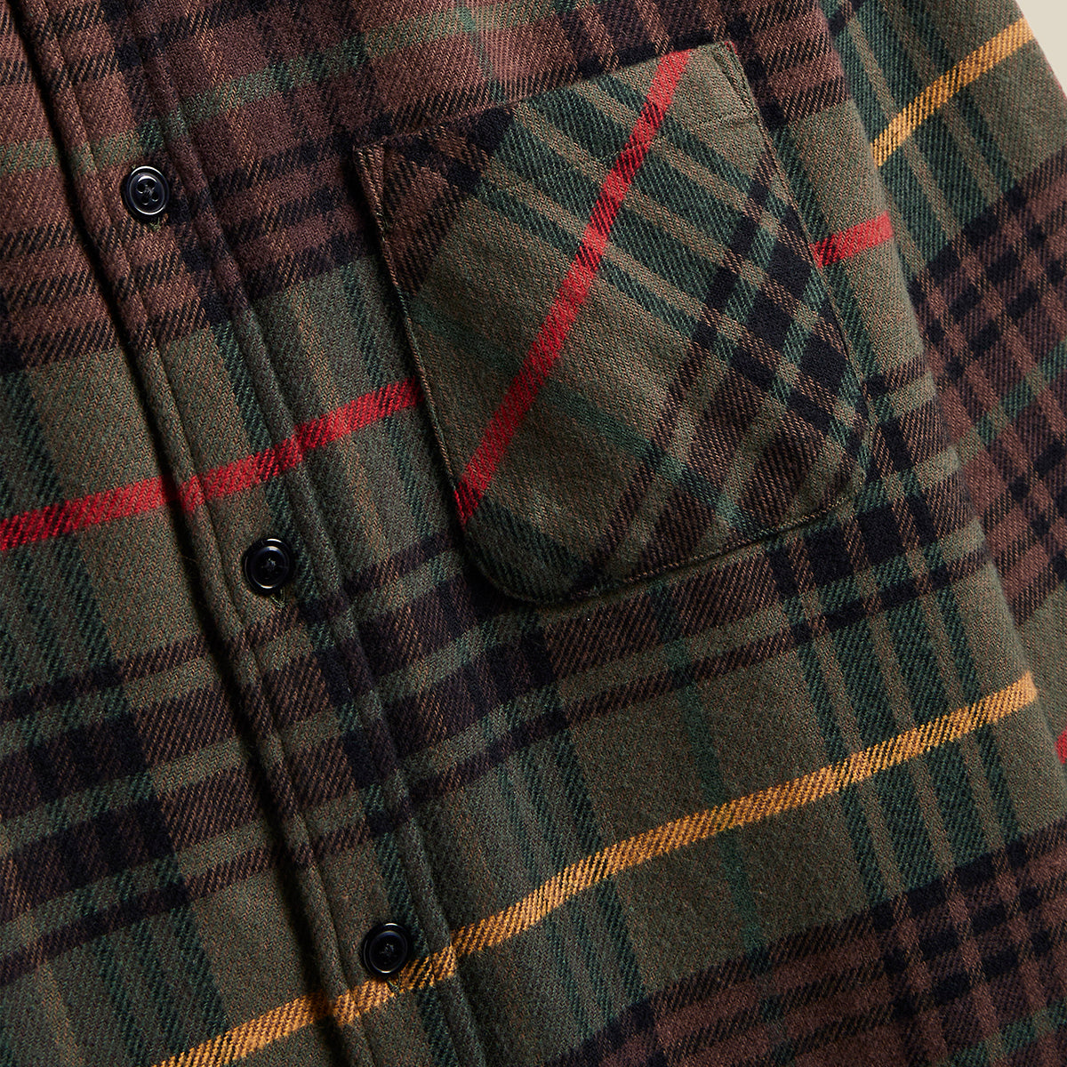 Tip Plaid Flannel Shirt - Olive/Brown