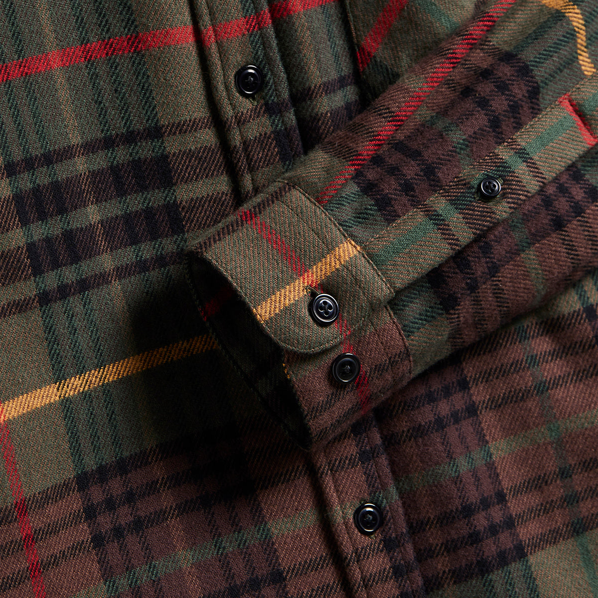 Tip Plaid Flannel Shirt - Olive/Brown