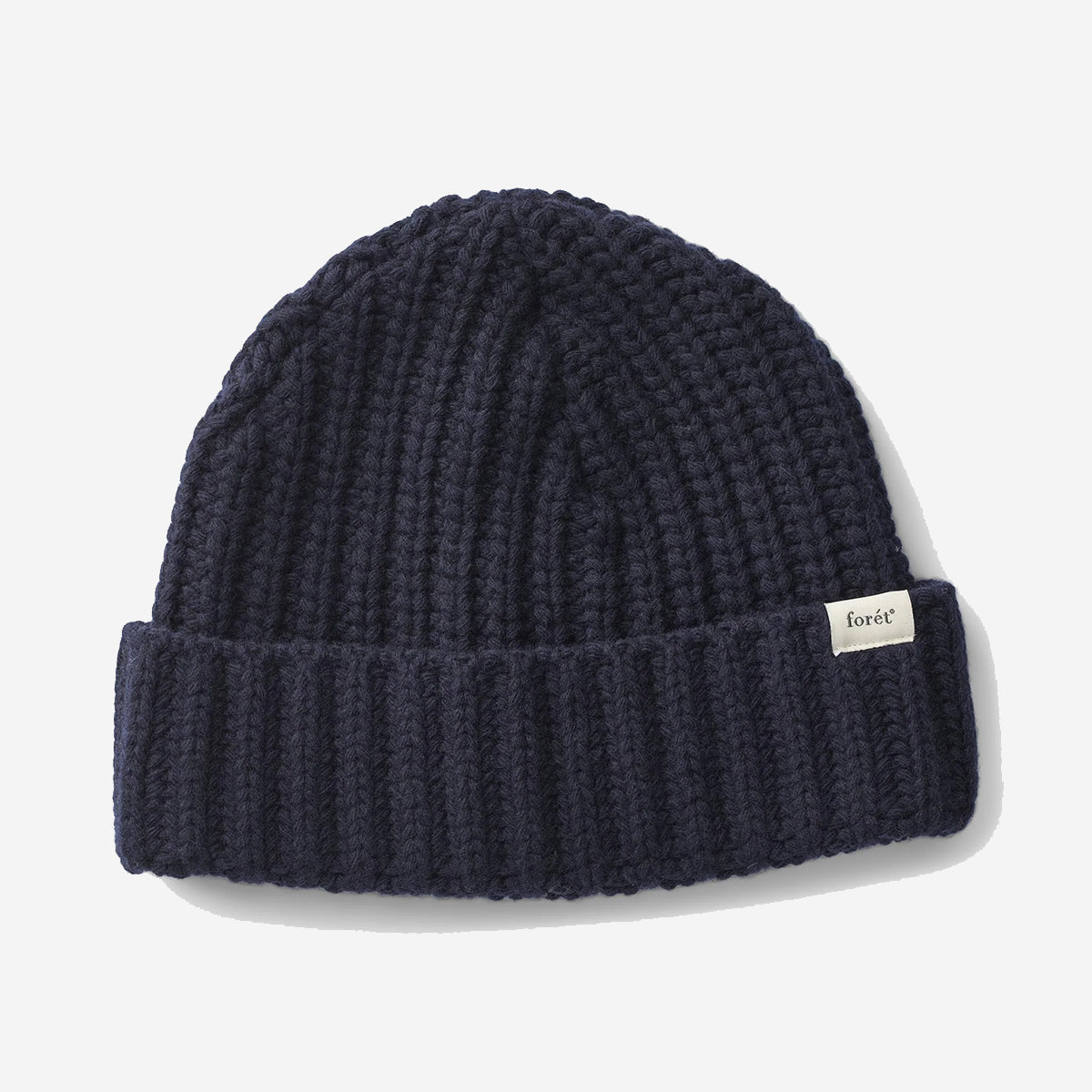 Trip Chunky Wool Rib Knit Beanie - Navy