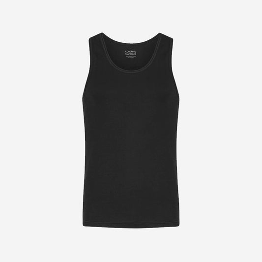 Organic Rib Tank Top - Deep Black