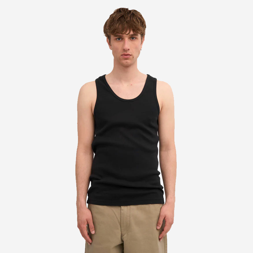 Organic Rib Tank Top - Deep Black