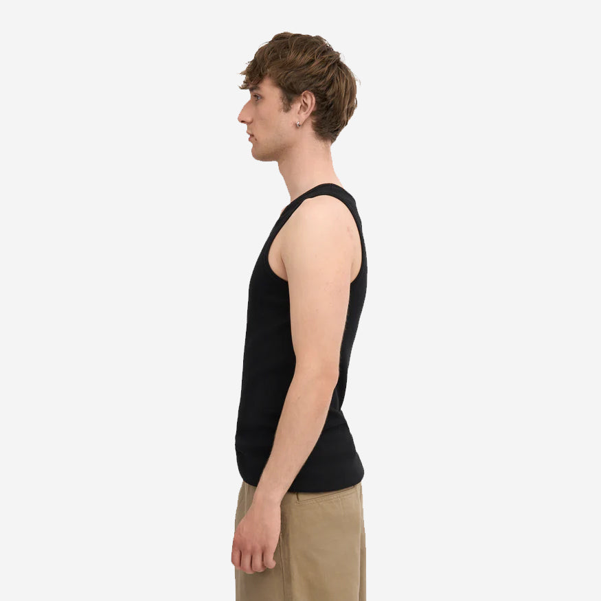 Organic Rib Tank Top - Deep Black