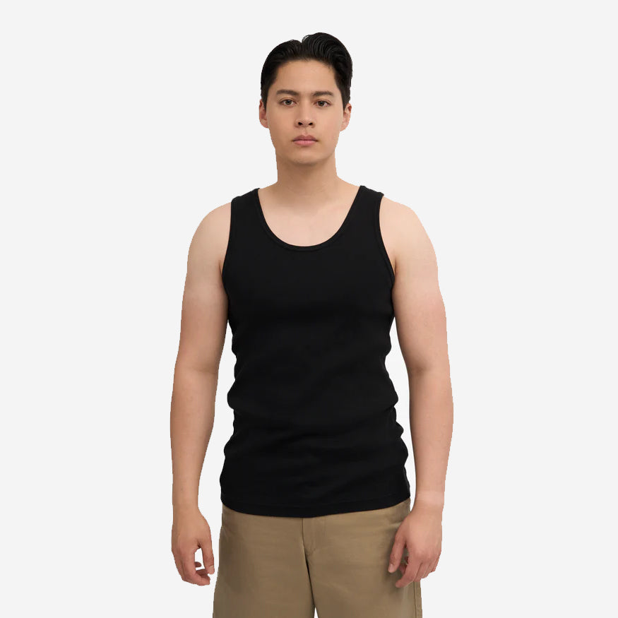 Organic Rib Tank Top - Deep Black