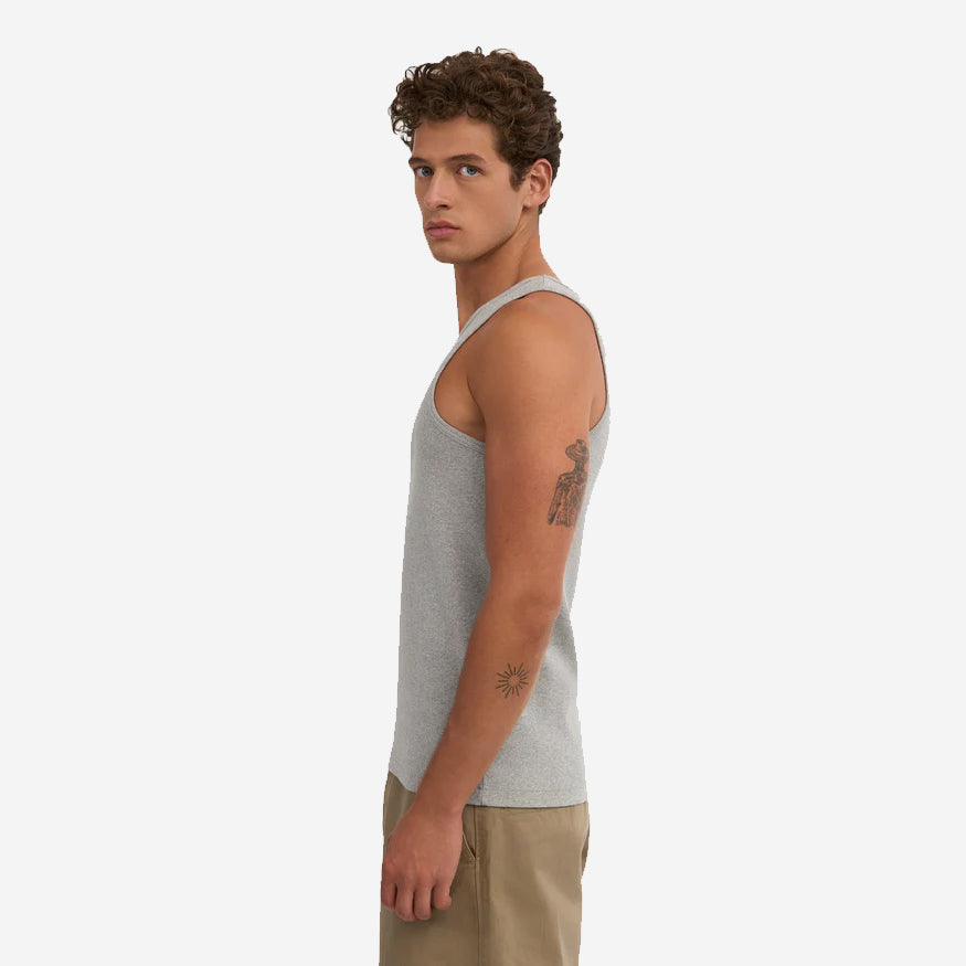 Organic Rib Tank Top - Heather Grey