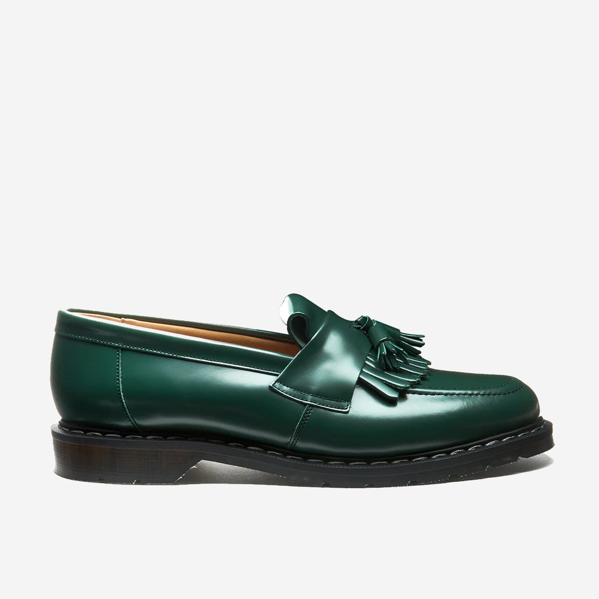 Tassel Loafer with Long Fringe - Green Hi-Shine