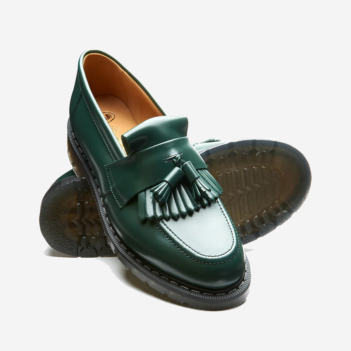 Tassel Loafer with Long Fringe - Green Hi-Shine