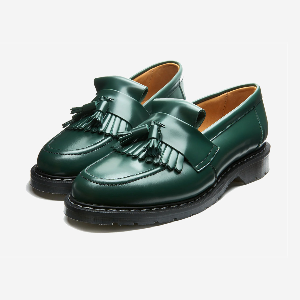 Tassel Loafer with Long Fringe - Green Hi-Shine