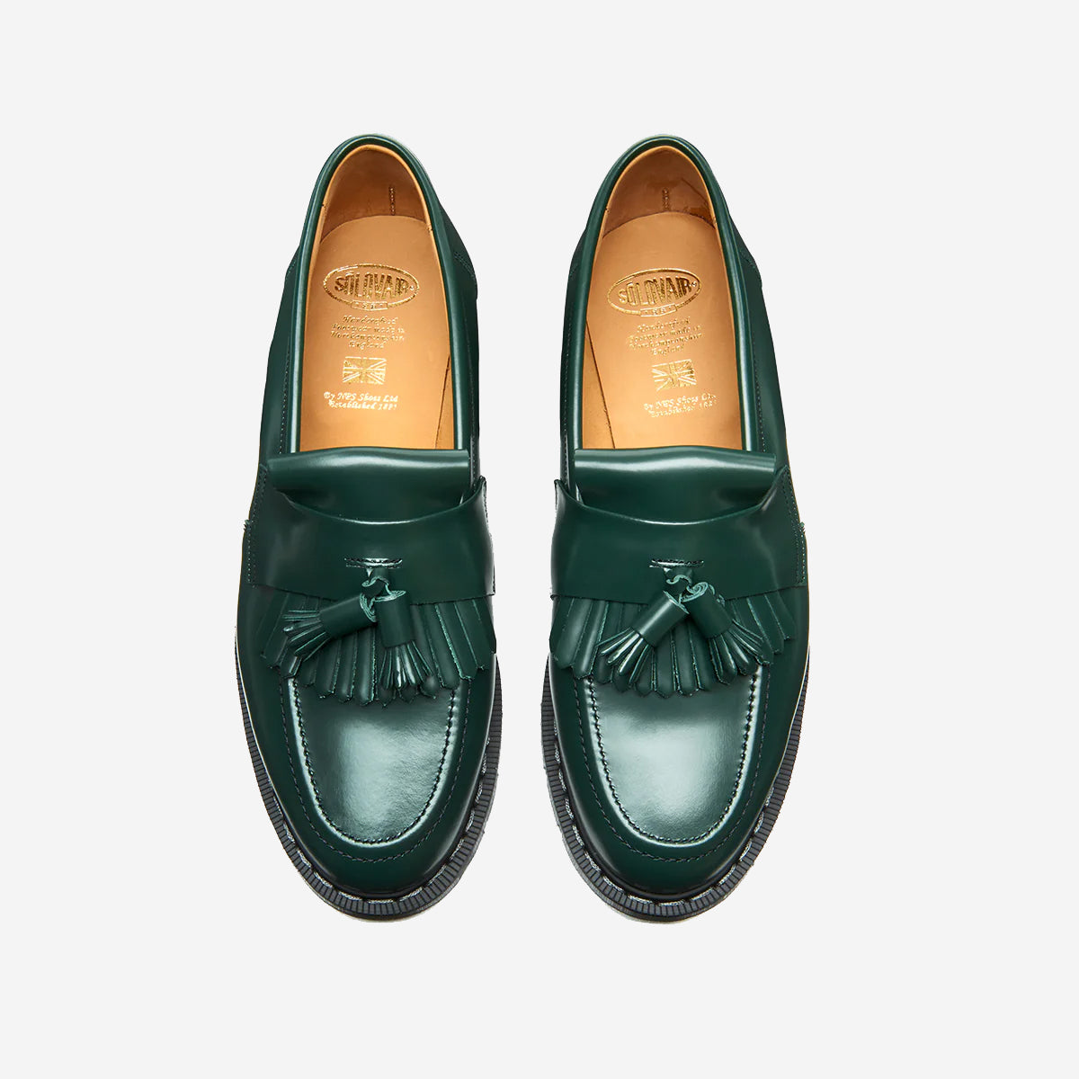 Tassel Loafer with Long Fringe - Green Hi-Shine