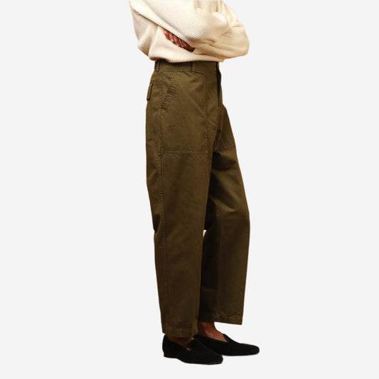 Texas Washed Herringbone Fatigue Pants - Olive Green