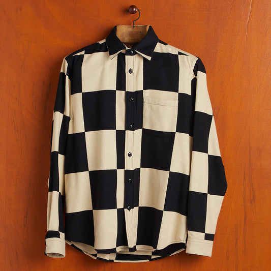 Tile Check Flannel Shirt - Black/Ecru