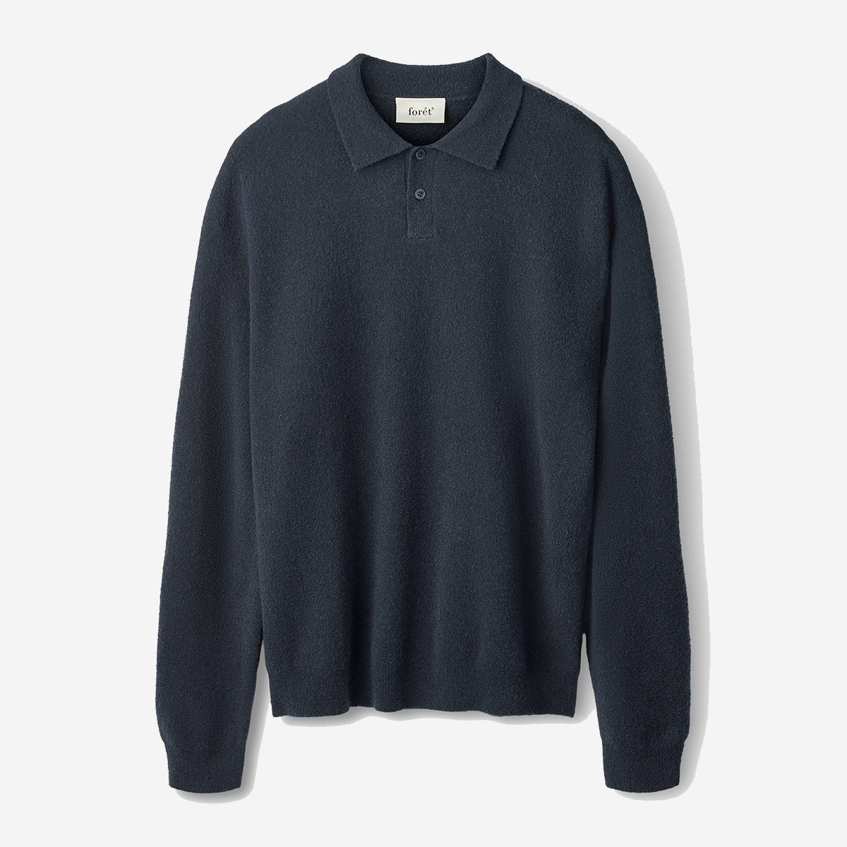 Timber Brushed Wool Knit Polo - Navy