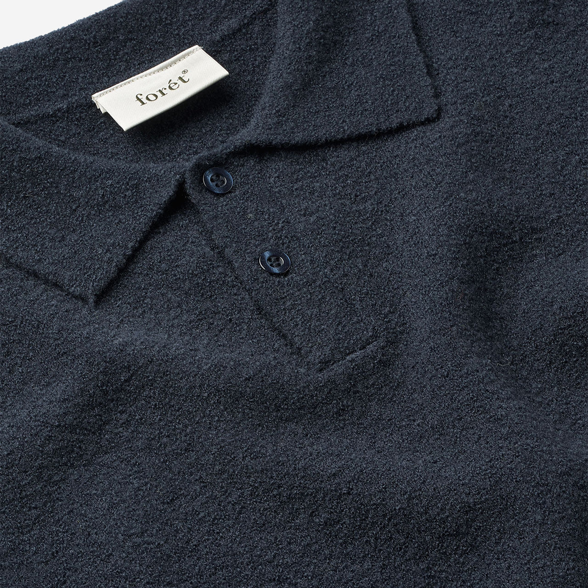 Timber Brushed Wool Knit Polo - Navy