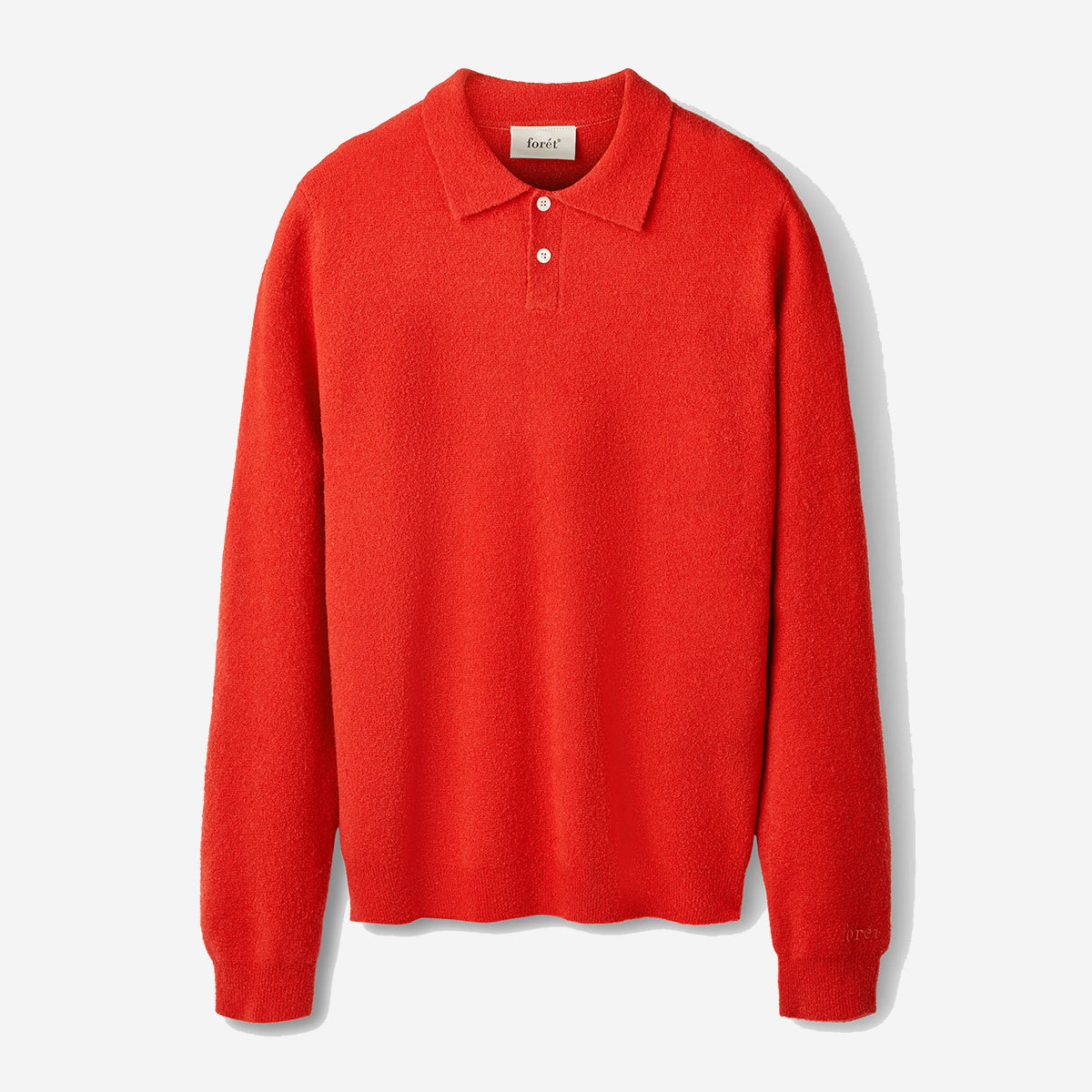 Timber Brushed Wool Knit Polo - Red
