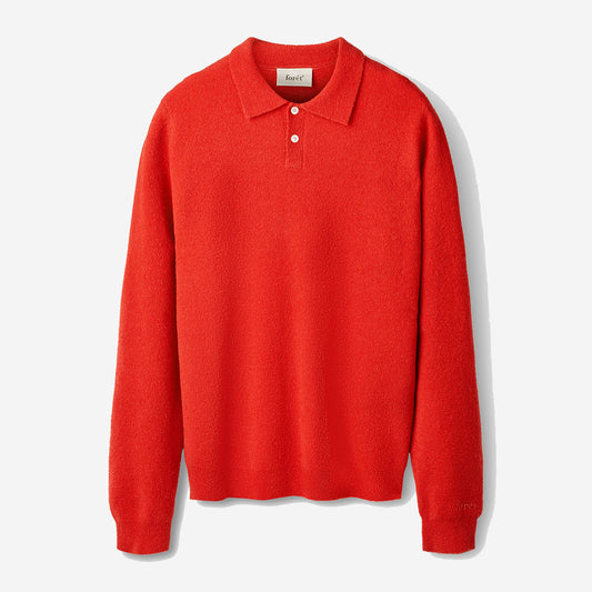 Timber Brushed Wool Knit Polo - Red