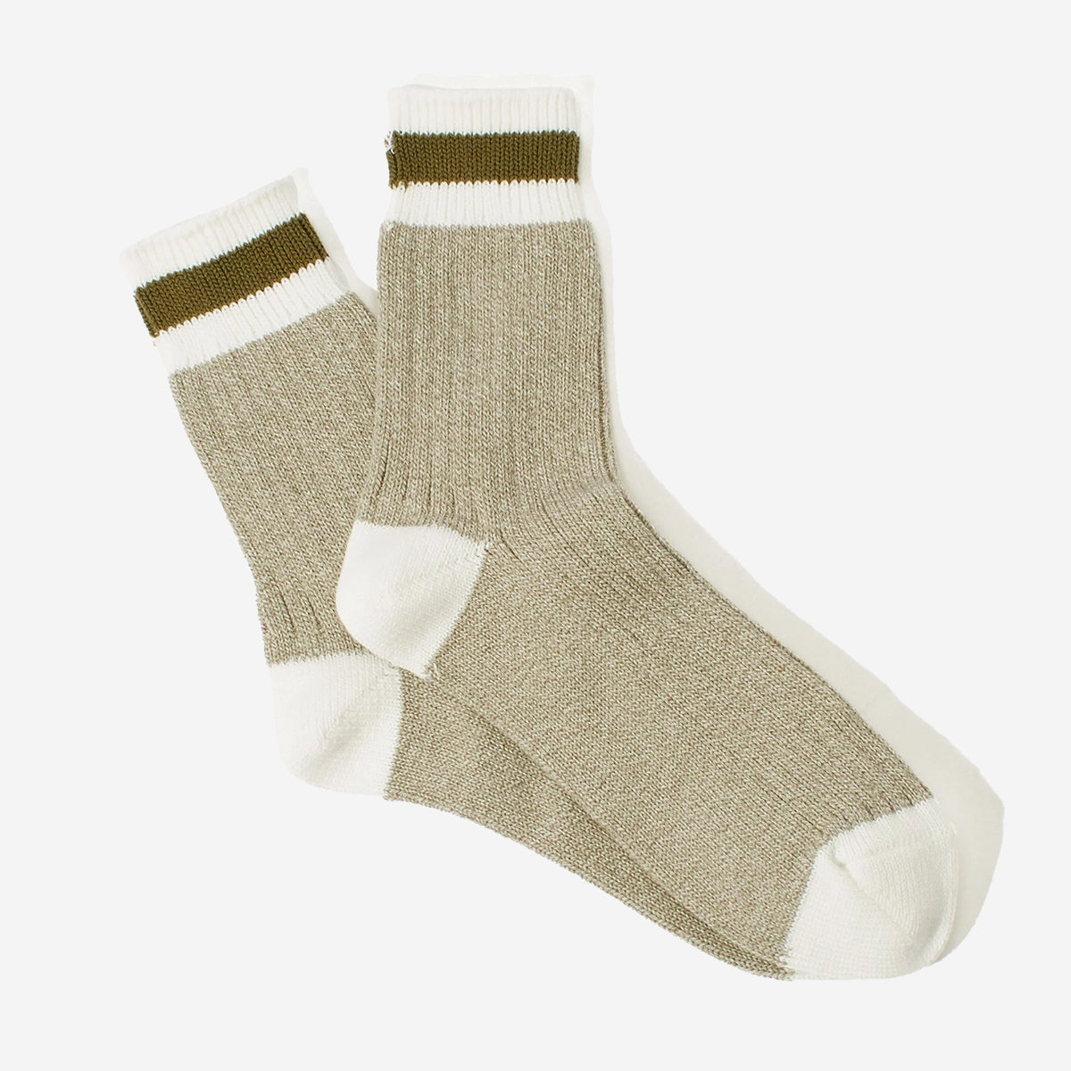 Tuck Cuff Stripe Quarter Socks - Army