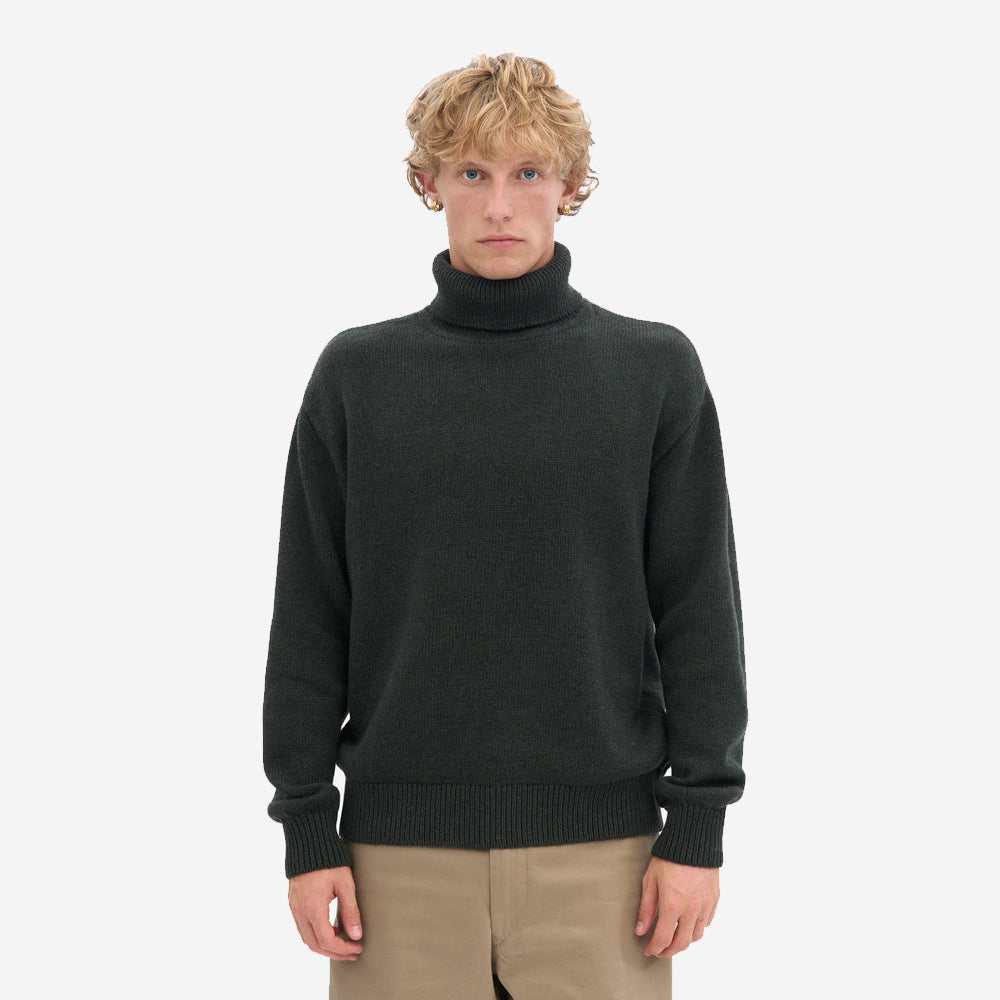 Merino Wool Turtleneck - Hunter Green