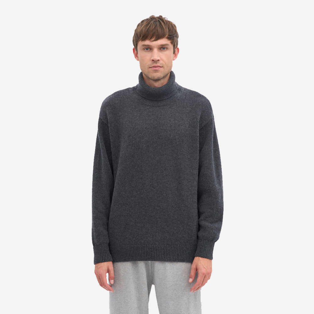 Merino Wool Turtleneck - Lava Grey