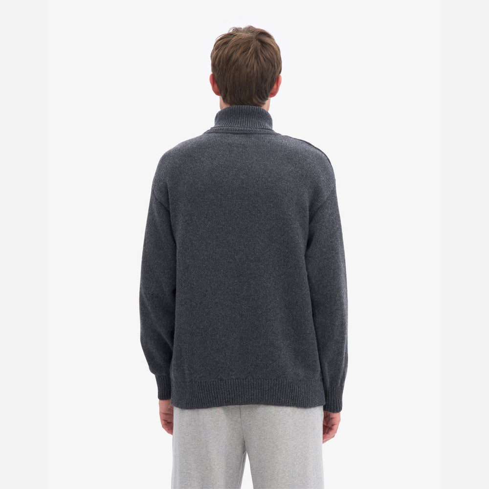 Merino Wool Turtleneck - Lava Grey