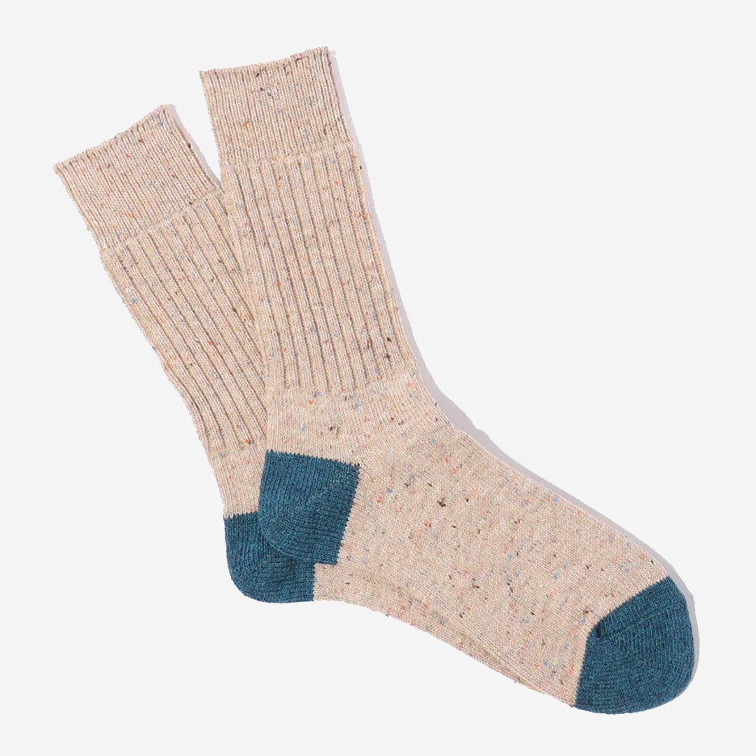 Tweed Nep Crew Socks - Oatmeal