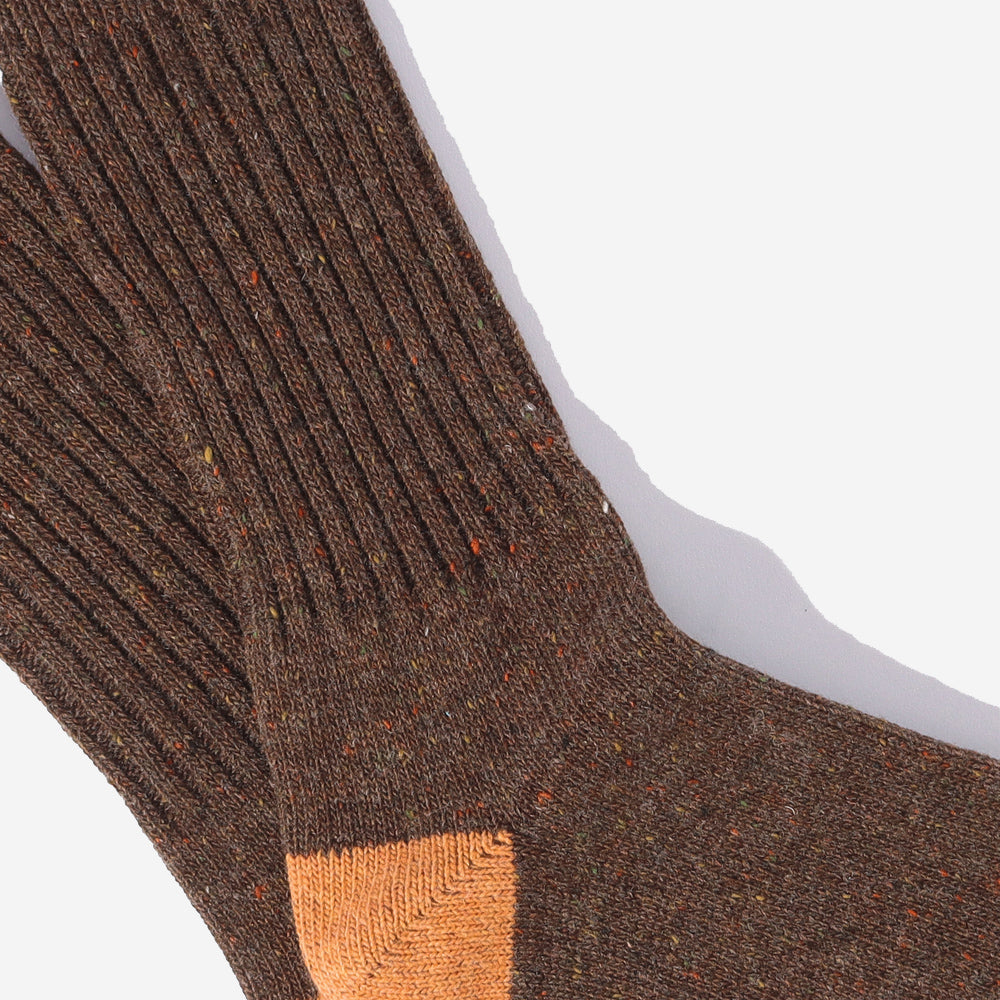 Tweed Nep Crew Socks - Brown